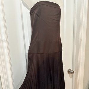 DKNY Chocolate Brown Fit and Flirty Strapless Cocktail Dress with Pleats (NWT)